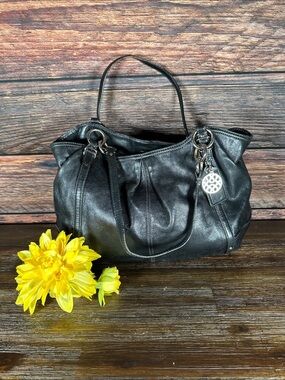 Coach Alexandra black leather tote shoulder bag!